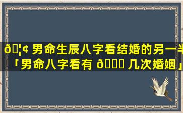 🦢 男命生辰八字看结婚的另一半「男命八字看有 🐝 几次婚姻」